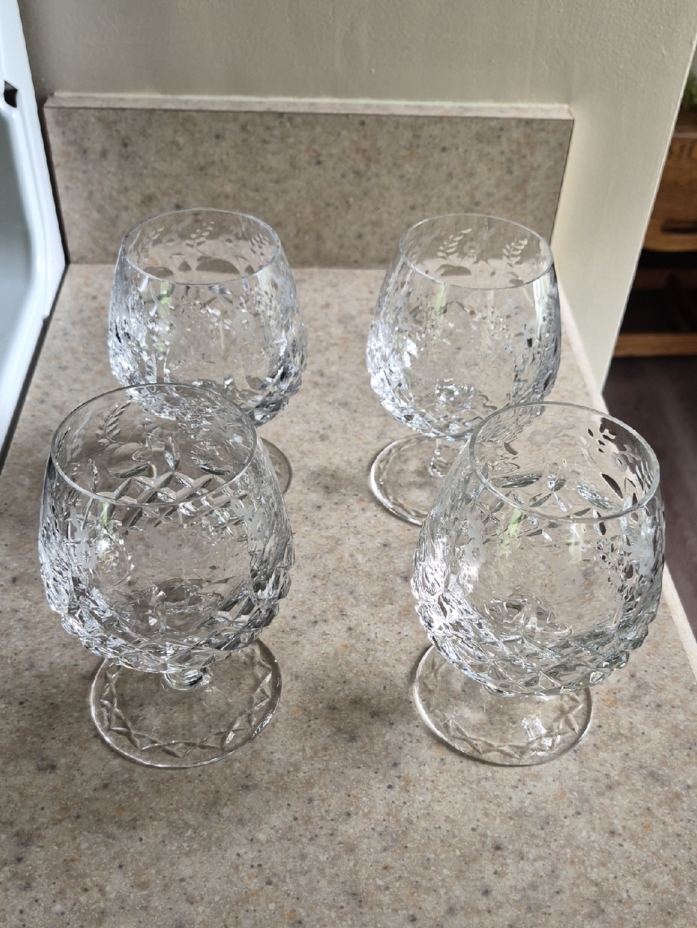 Rogaska Gallia Clear Cut Crystal Brandy Snifter Glasses - Set of 4